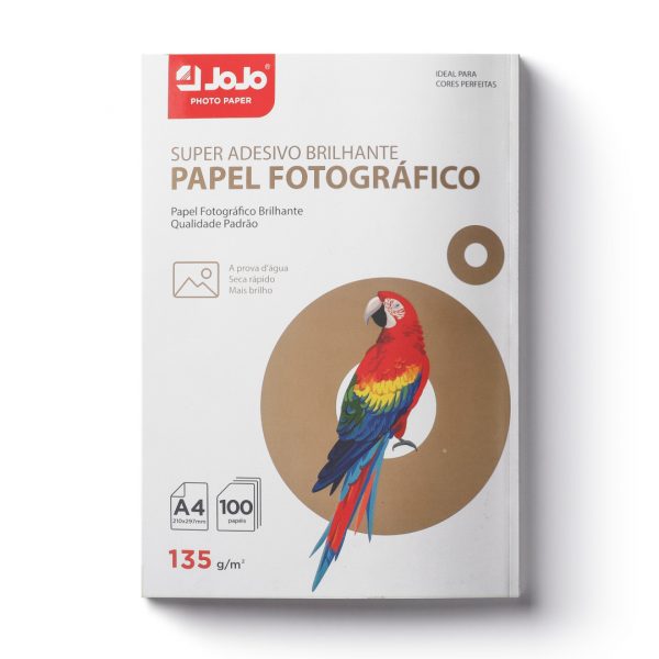 SUPER ADESIVO  BRILHANTE PAPEL FOTOGRAFICO 135 gramas  A4 100 Folhas